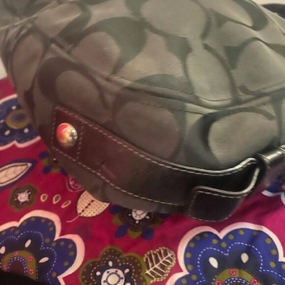 Coach 12874 Gray/Black Signature Logo Zoe Canvas and Leather Hobo shoulder bag - Picture 7 of 10